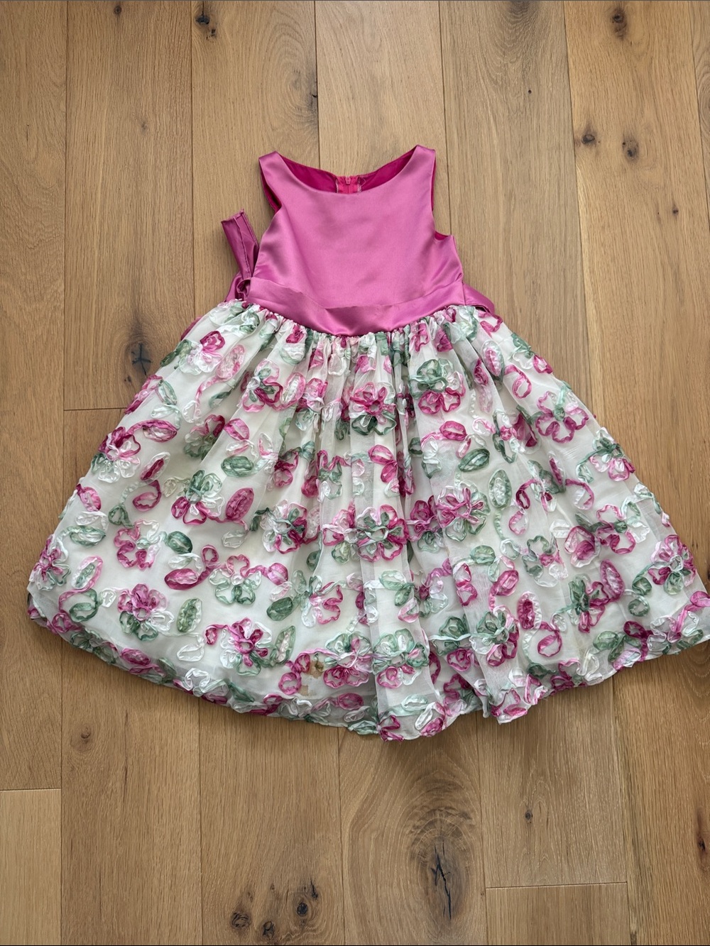 Girls' Pink Floral Organza Dress - Formal Occasion